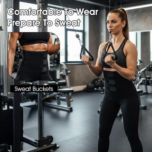 مدرب الخصر للخصر للنساء والرجال، حزام الخصر للبطن، حزام للعرق، حزام للبطن، حزام للتمرين، حزام للبطن - أسود in Kuwait