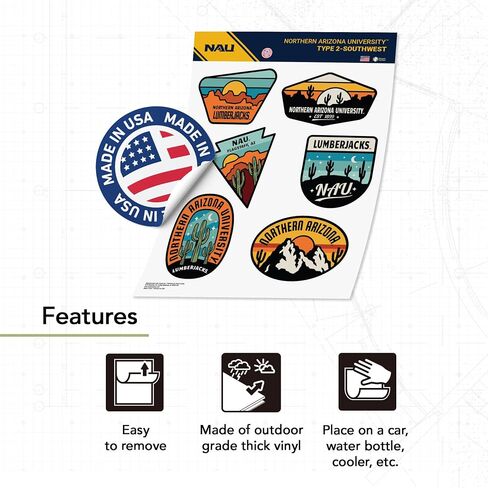 Desert Cactus Northern Arizona University Sticker Lumberjacks NAU Vinyl Decals Laptop Water Bottle Car Scrapbook Sheet T2 (Type 2-Southwest) in Saudi Arabia
