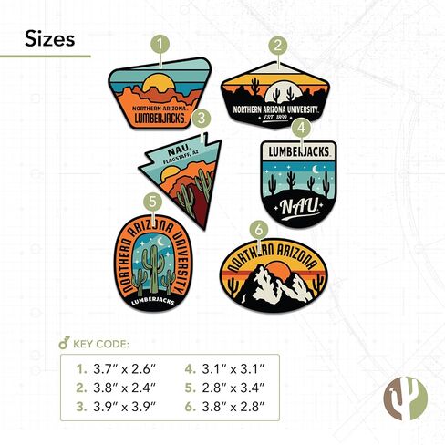 Desert Cactus Northern Arizona University Sticker Lumberjacks NAU Vinyl Decals Laptop Water Bottle Car Scrapbook Sheet T2 (Type 2-Southwest) in Saudi Arabia