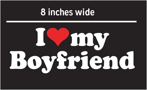 I Love My Boyfriend ~ ملصق أبيض لنافذة السيارة مع ملصقات حروف من الفينيل على شكل قلب أحمر in Kuwait