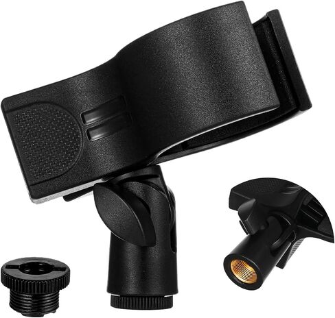 1pcs Large Microphone Clip with 5/8" Male to 3/8" Female Screw Adapter, 180° Adjustable Microphones Holder for Most Condenser and Wireless Microphones with Outer Diameter Range 1.1" from 2.3" in Saudi Arabia