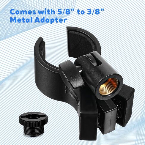 1pcs Large Microphone Clip with 5/8" Male to 3/8" Female Screw Adapter, 180° Adjustable Microphones Holder for Most Condenser and Wireless Microphones with Outer Diameter Range 1.1" from 2.3" in Saudi Arabia