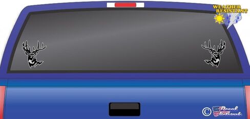 Deer Buck Head Vinyl Decal 6"x 7" Right Left Facing Set Whitetail Sticker for Truck car Window in Saudi Arabia