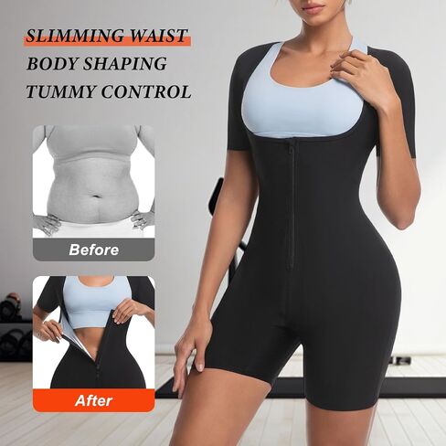 Sauna Suit for Women Weight Loss Sweat Waist Trainer Shaper Full Body Compression Shirt Slimming Workout Sweat Suit in Saudi Arabia