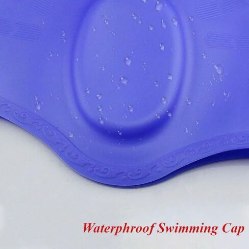 Swim Caps Ear Protection Swimming Cap for Women Men, Silicone Swim Cap Waterproof Fits Long Hair & Short Adult Swim Cap in Saudi Arabia