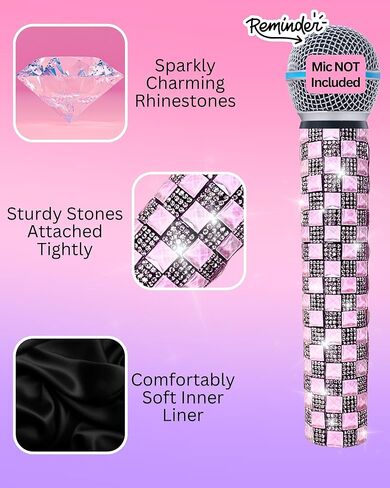 Rhinestones Microphone Cover for Wireless Transmittor Shuer SM58, Beta 58A, PG58 Sparkle Shining on Tour Shows, Crystal White in Kuwait