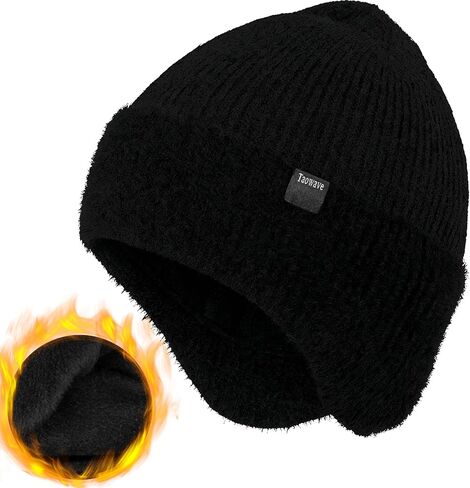 قبعة شتوية، قبعة شتوية محبوكة حراريًا مع أغطية أذن من الصوف - قبعة تخزين دافئة للجنسين للرجال والنساء in Kuwait