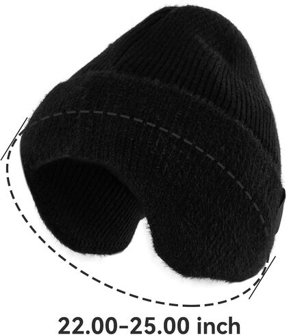 قبعة شتوية، قبعة شتوية محبوكة حراريًا مع أغطية أذن من الصوف - قبعة تخزين دافئة للجنسين للرجال والنساء in Kuwait