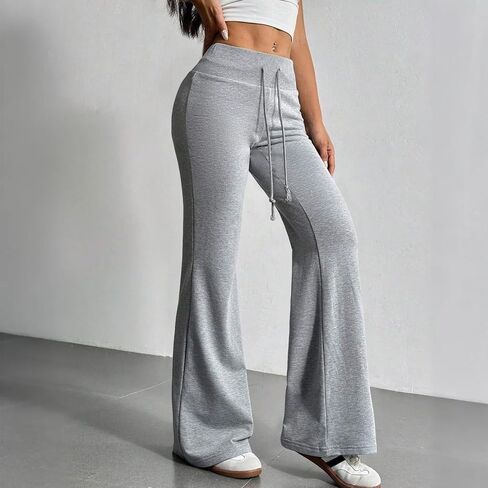 Flared Leggings for Women Drawstring High Waisted Wide Leg Yoga Pants Soft Comfy Flare Sweatpants Y2k Bell Bottoms in Saudi Arabia