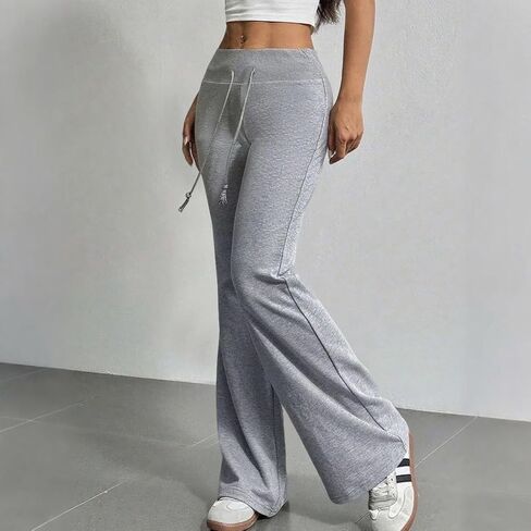 Flared Leggings for Women Drawstring High Waisted Wide Leg Yoga Pants Soft Comfy Flare Sweatpants Y2k Bell Bottoms in Saudi Arabia