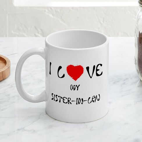 CafePress I Love My Sister In Law Mug 11 oz (325 ml) Ceramic Coffee Mug in Saudi Arabia