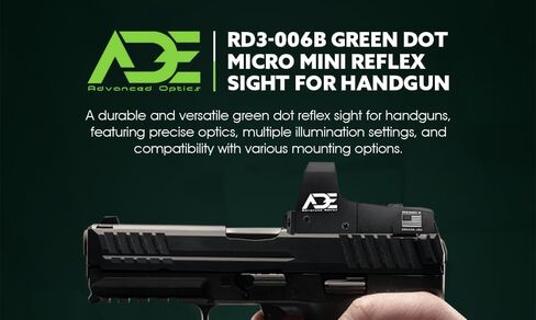 Ade Advanced Optics Huracan Green Dot Reflex Sight for Handgun - Compatible with Doctor/Venom/Fastfire Red Dot Footprint in Kuwait