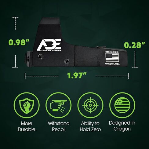 Ade Advanced Optics Huracan Green Dot Reflex Sight for Handgun - Compatible with Doctor/Venom/Fastfire Red Dot Footprint in Kuwait