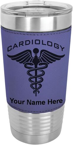 LaserGram 20oz Vacuum Insulated Tumbler Mug, Cardiology, Personalized Engraving Included (Faux Leather, Black) in Saudi Arabia
