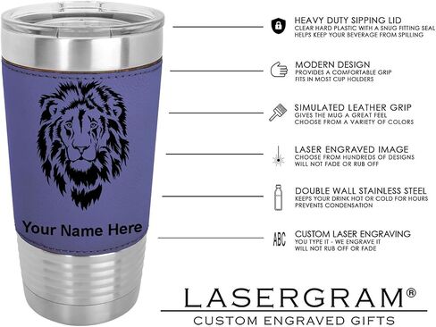 LaserGram 20oz Vacuum Insulated Tumbler Mug, Cardiology, Personalized Engraving Included (Faux Leather, Black) in Saudi Arabia