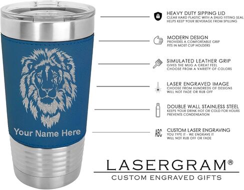 كوب LaserGram معزول بالفراغ سعة 20 أونصة، حصان، نقش شخصي متضمن (جلد صناعي، أزرق) in Saudi Arabia