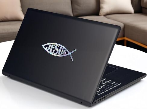 Elektroplate Christian Jesus Fish Metallic Silver Reflective Decal (4" x 1.4") | Premium Glossy All Weather Vinyl Sticker for Car, Water Bottle, Laptop, Tablet, Cooler, Bumper, Phone | Made in the USA in Saudi Arabia