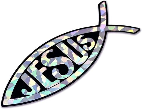 Elektroplate Christian Jesus Fish Metallic Silver Reflective Decal (4" x 1.4") | Premium Glossy All Weather Vinyl Sticker for Car, Water Bottle, Laptop, Tablet, Cooler, Bumper, Phone | Made in the USA in Saudi Arabia