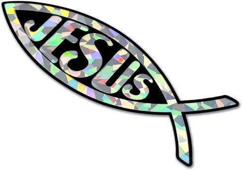 Elektroplate Christian Jesus Fish Metallic Silver Reflective Decal (4" x 1.4") | Premium Glossy All Weather Vinyl Sticker for Car, Water Bottle, Laptop, Tablet, Cooler, Bumper, Phone | Made in the USA in Saudi Arabia