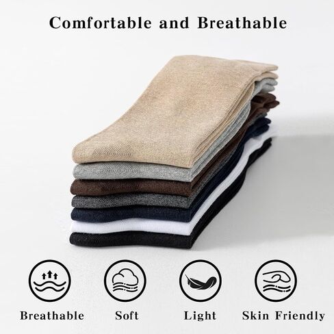 Mens Cotton Dress Socks Soft Crew Socks Long Breathable Athletic Calf Sock in Saudi Arabia