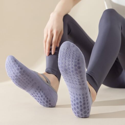 2 Pairs Yoga Socks for Women Non-Slip Grips & Straps, Ideal for Pilates, Ballet, Dance, Barefoot Workout in Saudi Arabia