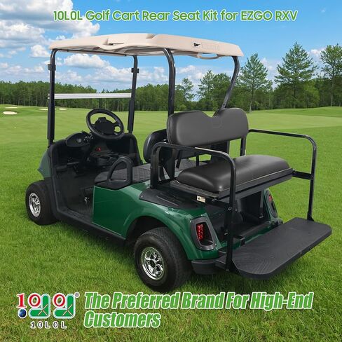10L0L Golf Cart Flip Folding Rear Seat Kit, Aluminum Alloy Structure with Seat Cushion, Fits EZGO RXV Only in Saudi Arabia