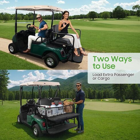 10L0L Golf Cart Flip Folding Rear Seat Kit, Aluminum Alloy Structure with Seat Cushion, Fits EZGO RXV Only in Saudi Arabia