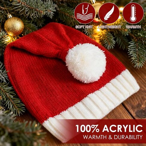 Santa Hat Christmas Hats Xmas Party Red Knitted Beanie for Adult Women Men in Saudi Arabia