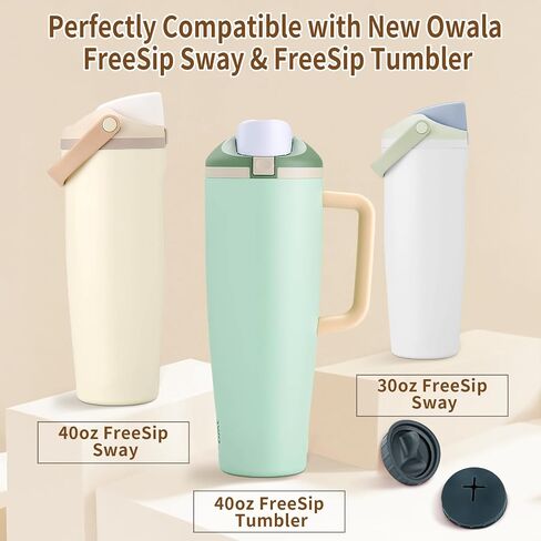 4 قطع سدادة سيليكون بديلة لزجاجات Owala FreeSip Sway 30oz، 40oz، وFreeSip Tumbler 40oz، ملحقات سدادة غطاء علوي لزجاجة المياه من السيليكون خالية من BPA، رمادي in Saudi Arabia