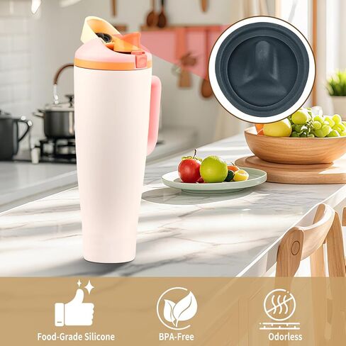4 قطع سدادة سيليكون بديلة لزجاجات Owala FreeSip Sway 30oz، 40oz، وFreeSip Tumbler 40oz، ملحقات سدادة غطاء علوي لزجاجة المياه من السيليكون خالية من BPA، رمادي in Saudi Arabia