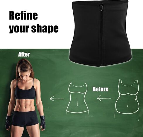 Waist Trimmer Zippered Belt, Tummy Tuck Belts Strengthen Tummy During Exercising Workout Neoprene Waist Sweat Band, Black Size L in Saudi Arabia