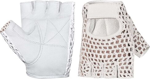 MESH Leather Fingerless Weight Lifting Exercise Gym Wheelchair Gloves White W 1061 in Saudi Arabia