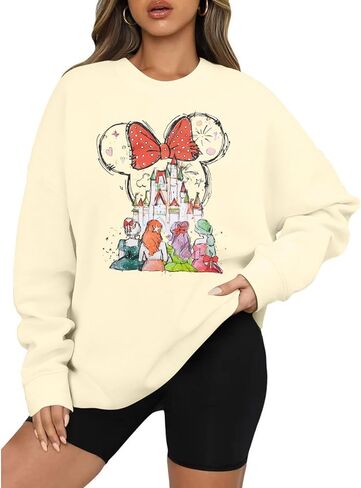 LUKYCILD Magic Kingdom Sweatshirts for Women Castle Oversized Sweatshirt Xmas Holiday Shirt Graphic Long Sleeve Pullover Tops in Saudi Arabia
