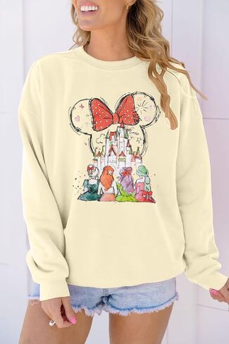 LUKYCILD Magic Kingdom Sweatshirts for Women Castle Oversized Sweatshirt Xmas Holiday Shirt Graphic Long Sleeve Pullover Tops in Saudi Arabia