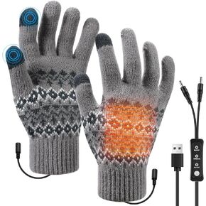 قفازات USB ساخنة للرجال والنساء لتدفئة اليد بإصبع كامل قفازات شتوية دافئة للجنسين قفازات متماسكة مع 3 مستويات تسخين in Kuwait