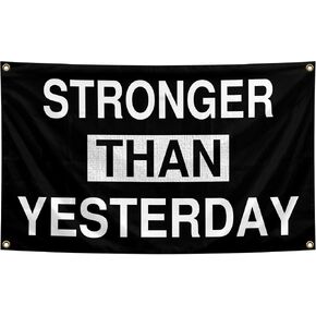 Motivational Slogan Flag 3x5 Feet with 4 Brass Washers for College Dorm Study Man Cave Gym Office Bedroom Motivational Wall Decor. (Stronger Than Yesterday) in Saudi Arabia
