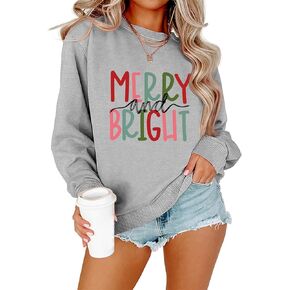 بلوزات عيد الميلاد للنساء لطيف شجرة عيد الميلاد الرسم قميص طويل الأكمام عارضة Crewneck عطلة البلوز الأعلى in Kuwait