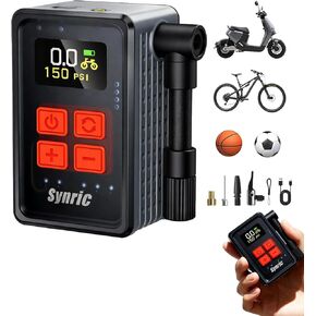 Mini Bike Tire Pump, 150PSI Fast Inflate Bike Pump with Gauge, Auto Stop, Portable Electric Air Pump with Presta & Schrader Valve, 360° Flexible Hose for Mountain Bike, Road Bike, E-Bike in Saudi Arabia