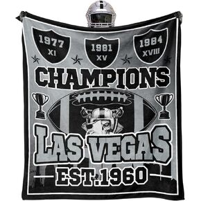 هدايا كرة القدم للمدينة، بطانية للمدينة، هدايا للرجال، بطانية رمي سوداء فضية مقاس 60 بوصة × 50 بوصة، فلانيل خفيفة الوزن in Kuwait