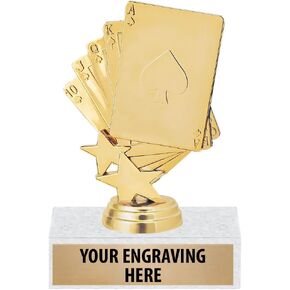 6" Gold Poker Trophies - Personalized Royal Flush Poker Trophy Awards Prime in Kuwait