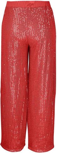 Sequin Pants for Women 2025 Lounge Elastic High Waisted Bling Glitter Dance Pants Solid Wide Leg Party Trousers in Kuwait