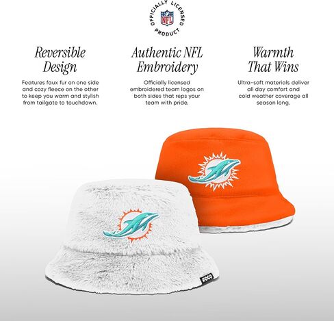 FOCO NFL Unisex-Adult NFL Team Logo Reversible Faux Fur Bucket Hat in Saudi Arabia