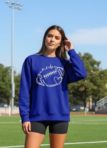 Womens Football Game Day Sweatshirt Sunday Funday Sweatshirts Football Season Holiday Casual Long Sleeve Tops in Kuwait