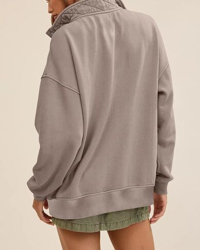 Gacaky Womens Oversized Sweatshirts Casual Button Henley Neck Long Sleeve Pullover Fleece Loose Fit Fall Tops Fashion Outfits in Kuwait