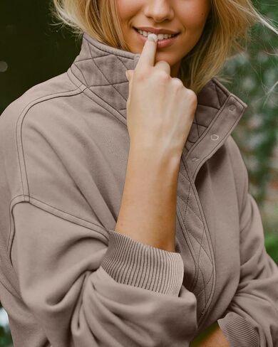 Gacaky Womens Oversized Sweatshirts Casual Button Henley Neck Long Sleeve Pullover Fleece Loose Fit Fall Tops Fashion Outfits in Kuwait