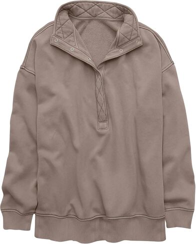 Gacaky Womens Oversized Sweatshirts Casual Button Henley Neck Long Sleeve Pullover Fleece Loose Fit Fall Tops Fashion Outfits in Kuwait