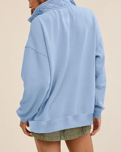 Gacaky Womens Oversized Sweatshirts Casual Button Henley Neck Long Sleeve Pullover Fleece Loose Fit Fall Tops Fashion Outfits in Kuwait