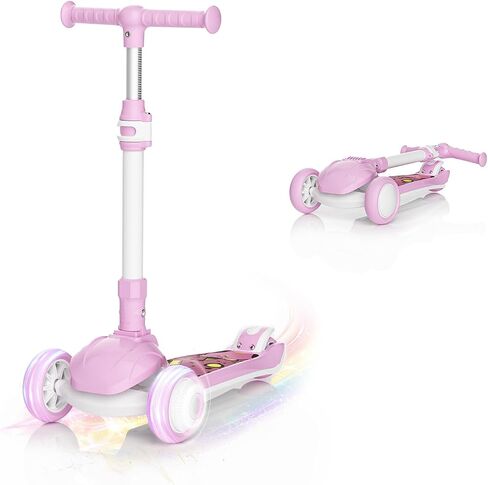 SIMATE 3 Wheel Kick Scooter for Kids Ages 3-12, Light Up Wheels & 3 Adjustable Height Handlebars, Lean-to-Steer & Widen Anti-Slip Deck, Boys & Girls Gift in Saudi Arabia