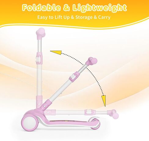 SIMATE 3 Wheel Kick Scooter for Kids Ages 3-12, Light Up Wheels & 3 Adjustable Height Handlebars, Lean-to-Steer & Widen Anti-Slip Deck, Boys & Girls Gift in Saudi Arabia