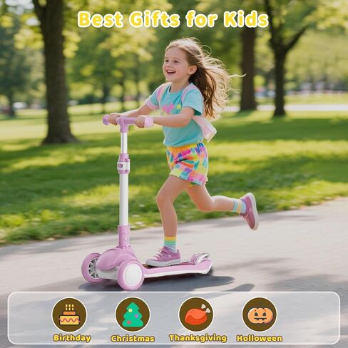 SIMATE 3 Wheel Kick Scooter for Kids Ages 3-12, Light Up Wheels & 3 Adjustable Height Handlebars, Lean-to-Steer & Widen Anti-Slip Deck, Boys & Girls Gift in Saudi Arabia
